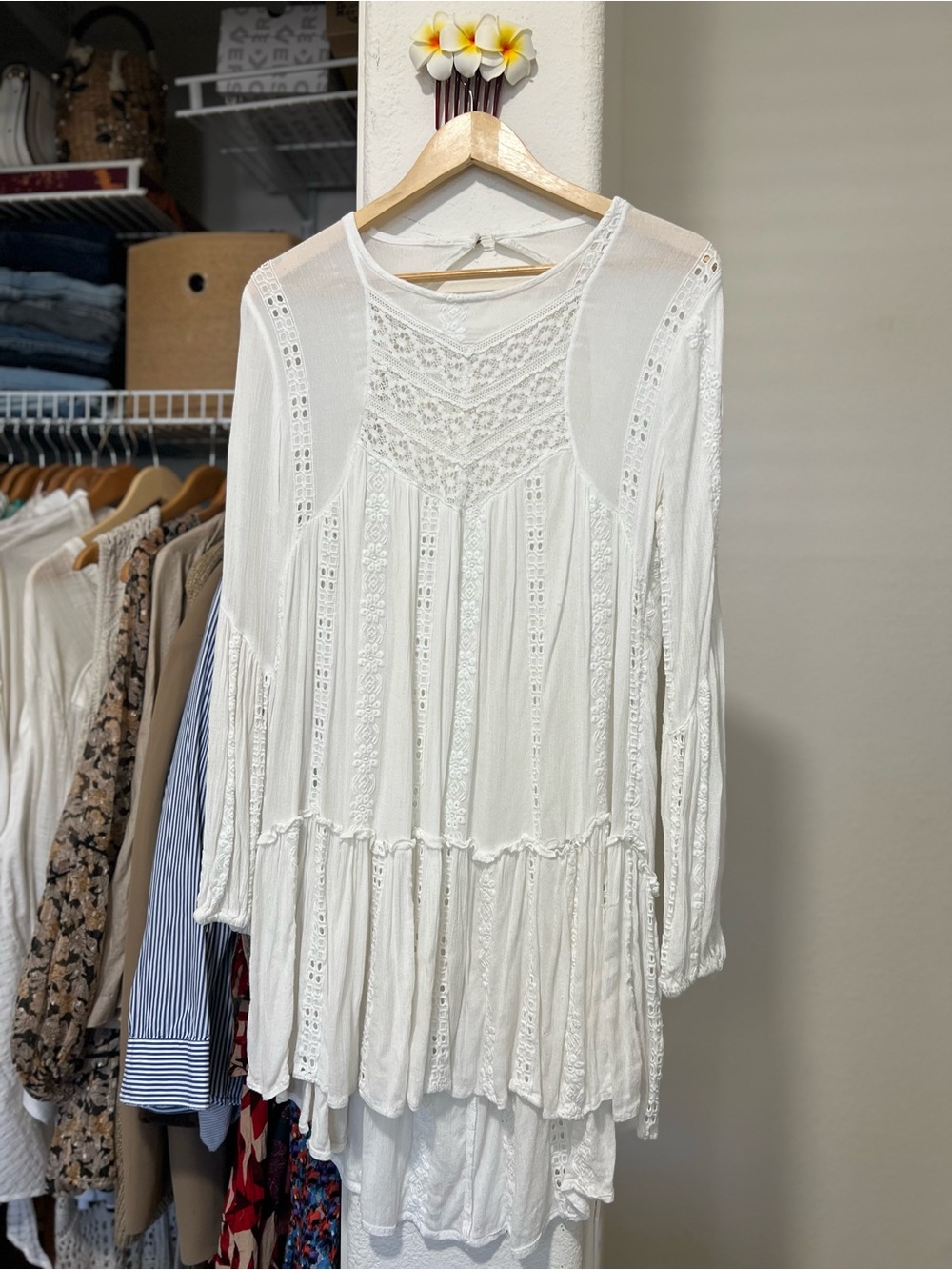 FREE PEOPLE Bohemian Floral Embroidered Dress Top